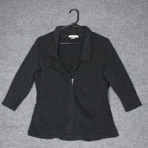Prairie Underground Jacket Womens S Black 3/4 Sleeve Zipper USA Organic Cotton